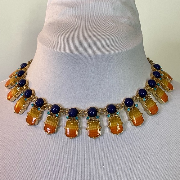 Blue and Peach Statement Necklace - Picture 3 of 4